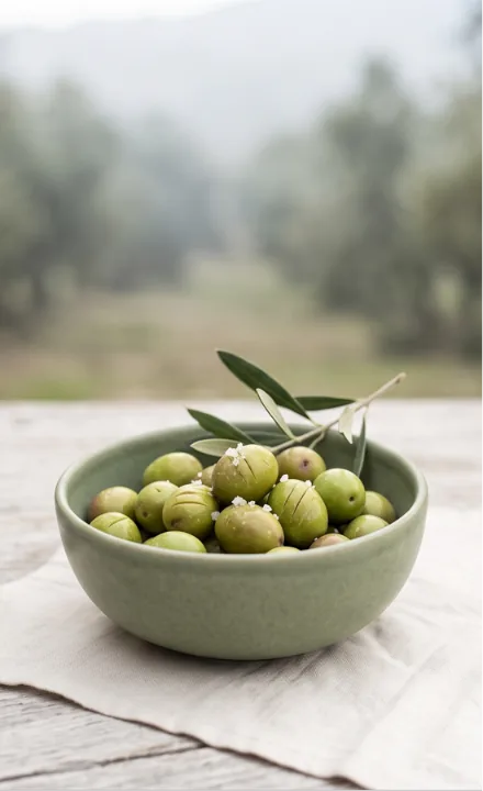 Doğaca çizik yeşil zeytin